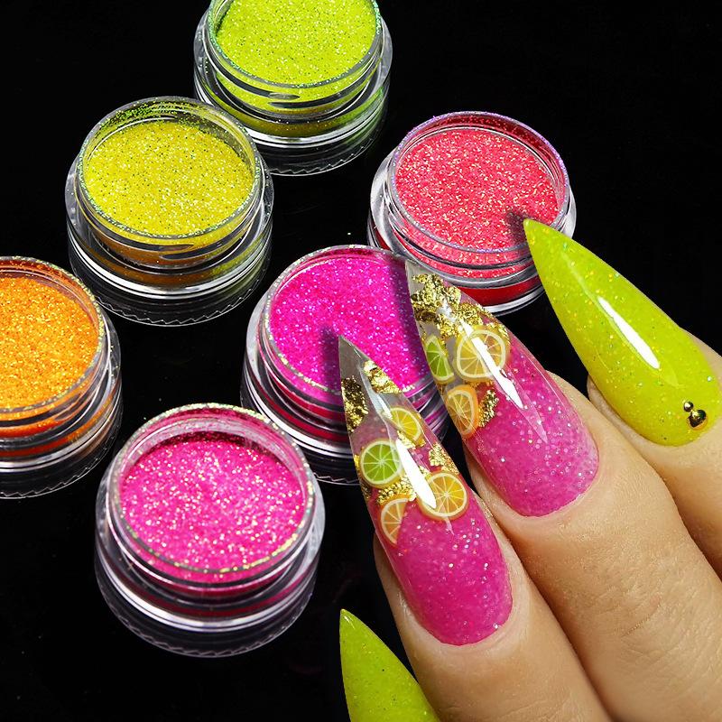 6 Boxes/set Super Shiny Mermaid Nail Glitter Powder Sequin Nail Art Decoration
