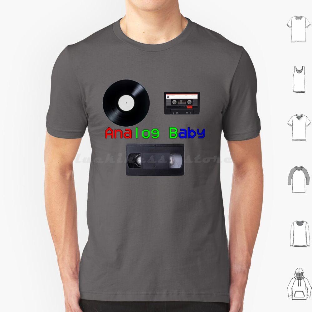 Analog Baby T Shirt Cotton Men Women DIY Print Vhs Cassette Vinyl Records Cassette Tape Analog Vhs Tapes Vinyl Record Retro 80s S