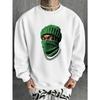 Men's Head Illustration Heat Transfer Crew Neck Sweatshirt For Autumn Winter Streetwear, Comfortable Warm Ideal Gift.