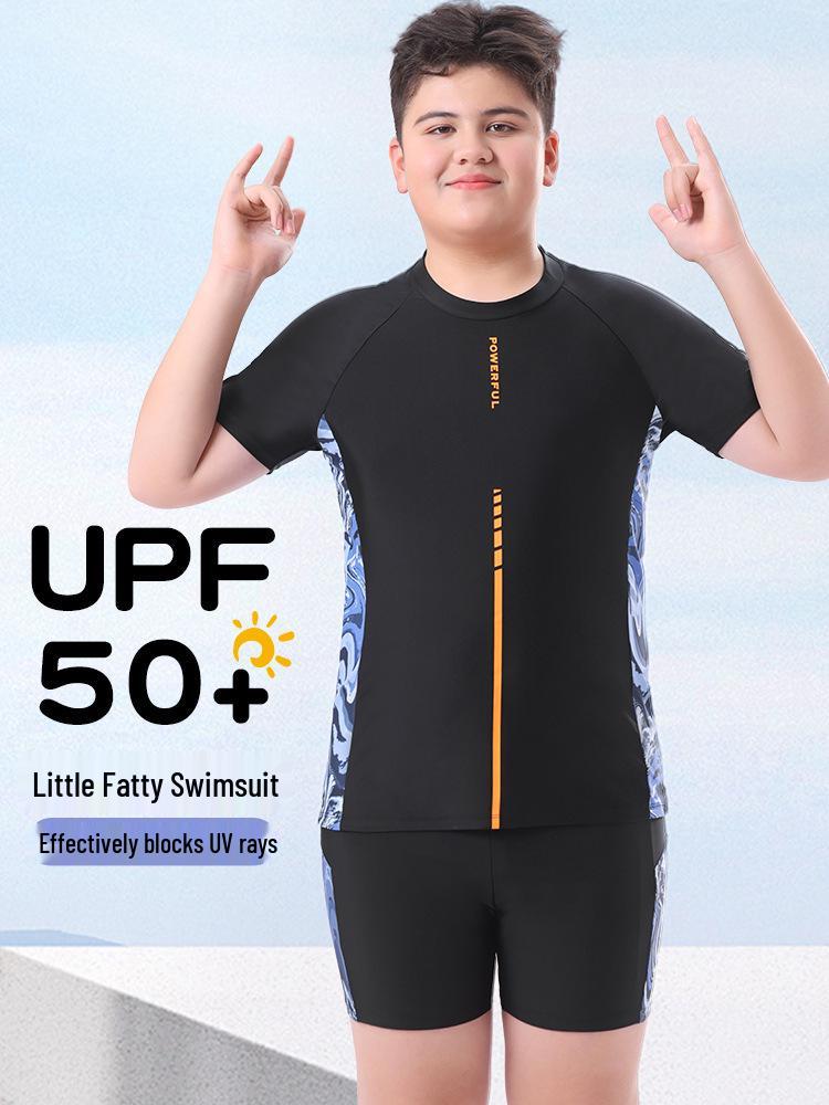 Plus Size Boys' UV Protection Swimwear Set for Teens and Chubby Kids