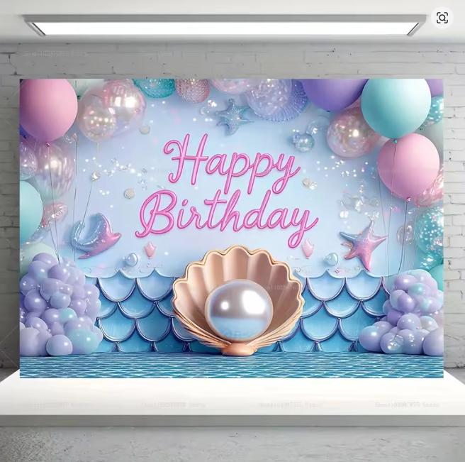 BEPAN Underwater Mermaid Background Underwater World Castle Girl Princess Birthday Party Decoration Supplies Baby Shower Arrangement