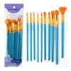 10-Piece Children's Paint Brush Set: Blue Handle Nylon Brushes for Acrylic, Watercolor, and Oil Painting