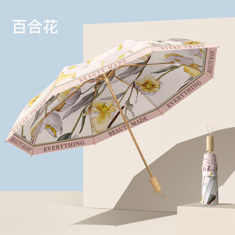 Винтажные цветочные водонепроницаемые женские зонты портативные складные ветрозащитные — фото 8