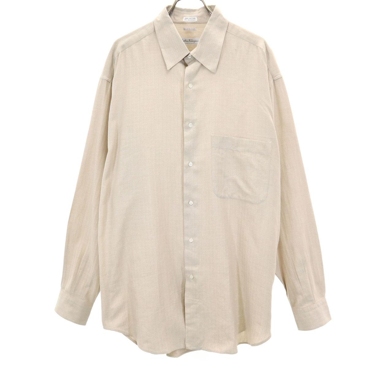 

Salvatore Ferragamo made in Italy Herringbone Pattern Long sleeve Cotton shirt Men s Used