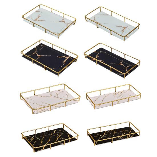 Estantería de Almacenamiento para Baño Yousheng Marco de Hierro Bandeja con Patrón de Mármol Organizador de Gran Capacidad para Artículos de Tocador Cosméticos Joyería