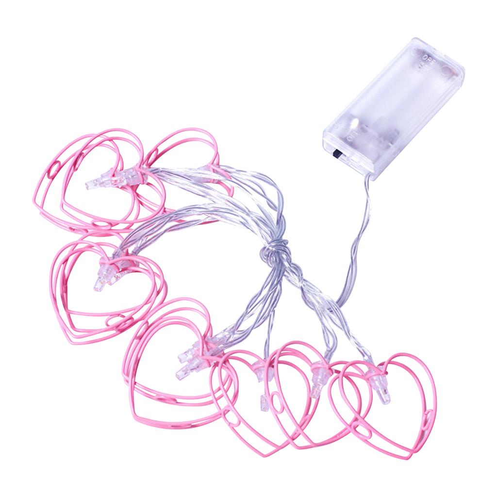10 LEDs Heart Shape String Light 1.65m 5.41ft Battery Operated Fairy Lights Warm White String Lights for Bedroom Party