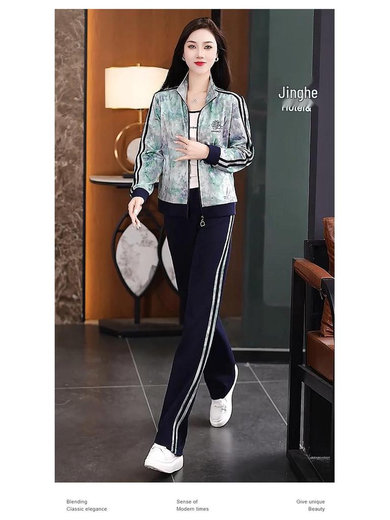 2025 Women's Trendy Three-Piece Tracksuit for Outdoor Running - Loose-Fit Fashion for Autumn/Spring