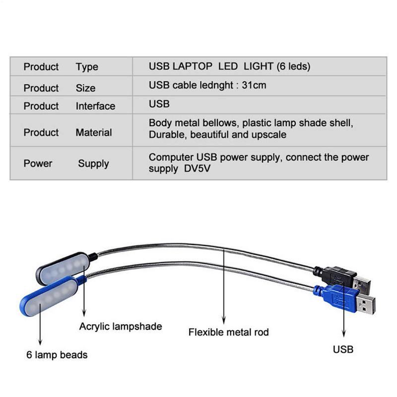 USB Direct Plug-In Portable Book Lamp White light Led Eye Protection Study Night Light  For Computer Laptop Night Lighting Lamps
