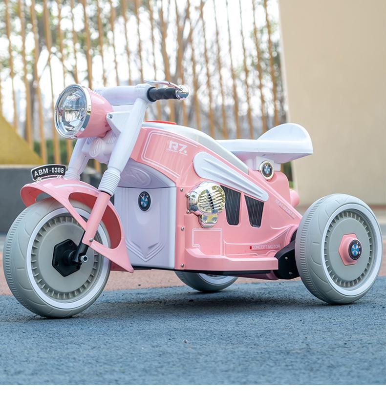 Children's Electric Motorcycle Tricycles Dual Drive Children's Car with Remote Control Bluetooth Music LED Light