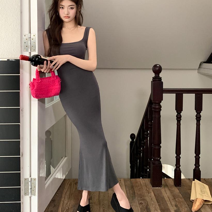 Kleid Sommer Frauen Casual Abend Strap Vestidos Elegante Dünne Kleidung Weibliche Koreanische Gestrickte Midi Kleider
