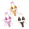 2 Stück/Set Damen Bikini Set Verstellbarer Neckholder Bikini BH Schleife Badehose Set Sommerurlaub Party Badebekleidung