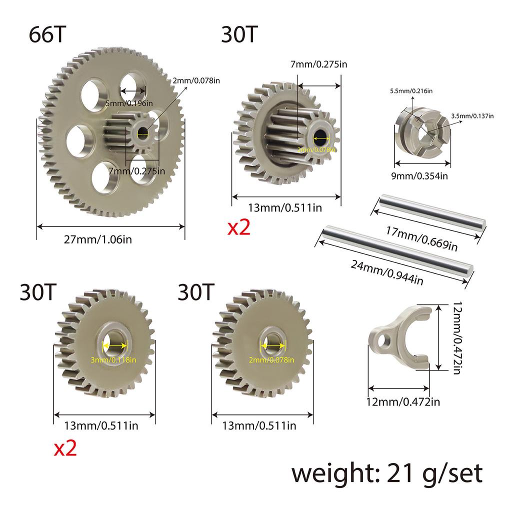 Steel Transmission Gear Complete Gearbox Gears Set For RC Crawler 1/24 1/18 FMS FCX24 Power Wagon K5 FCX18 LC80 Upgrade Part