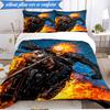 3PCS Rider On Fire Bedding Set,Including 1pc Duvet Cover And 2pcs Pillowcases Perfect for Bedroom, Dormitory, Fan Christmas gift
