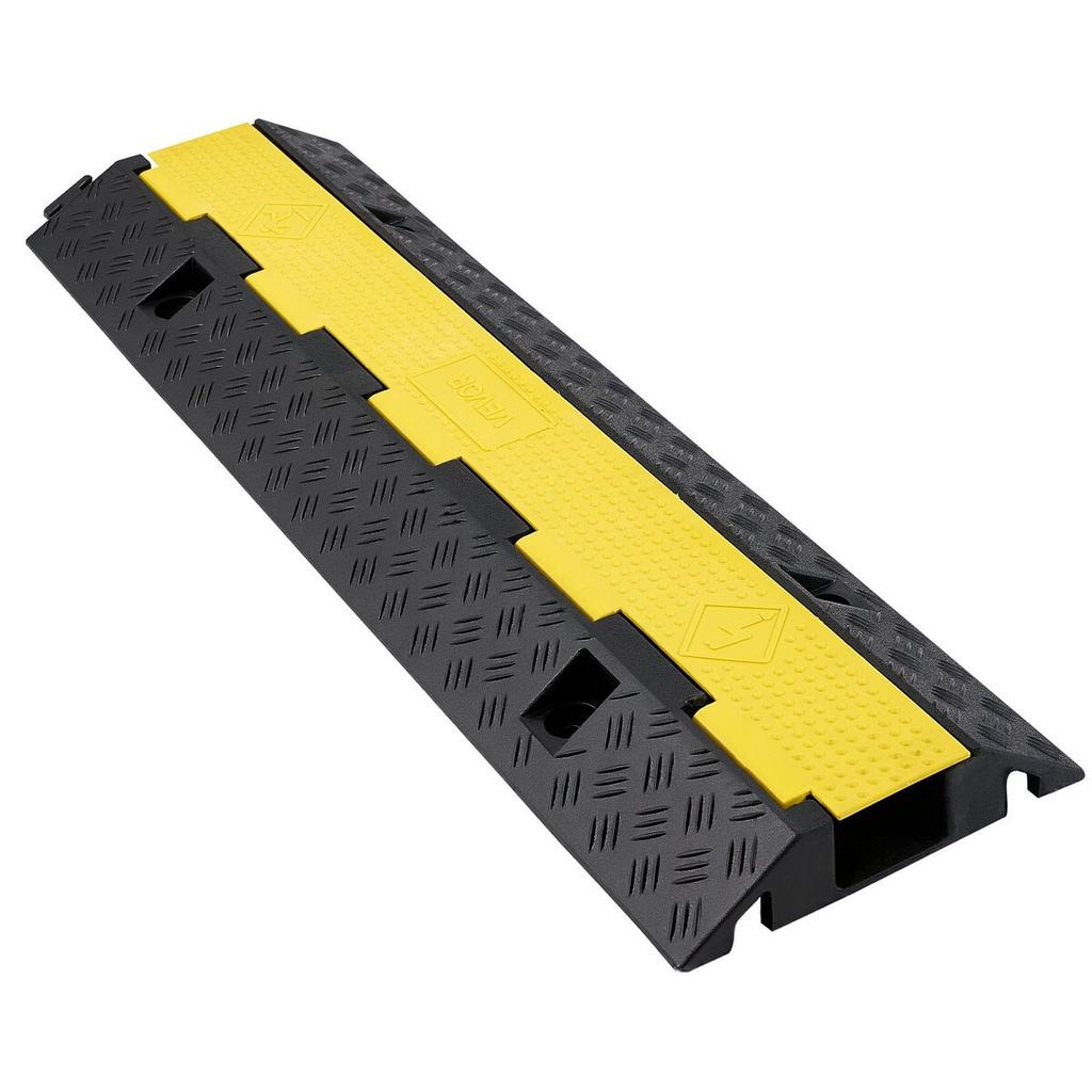 Cable Protector Ramp, 9,979 Kg/axle Capacity, 1 Channel Heavy Duty Rubber Cord Hose Wire Cover, 70 X 50 Mm Channel, Traffic Speed Bump with Flip-Open