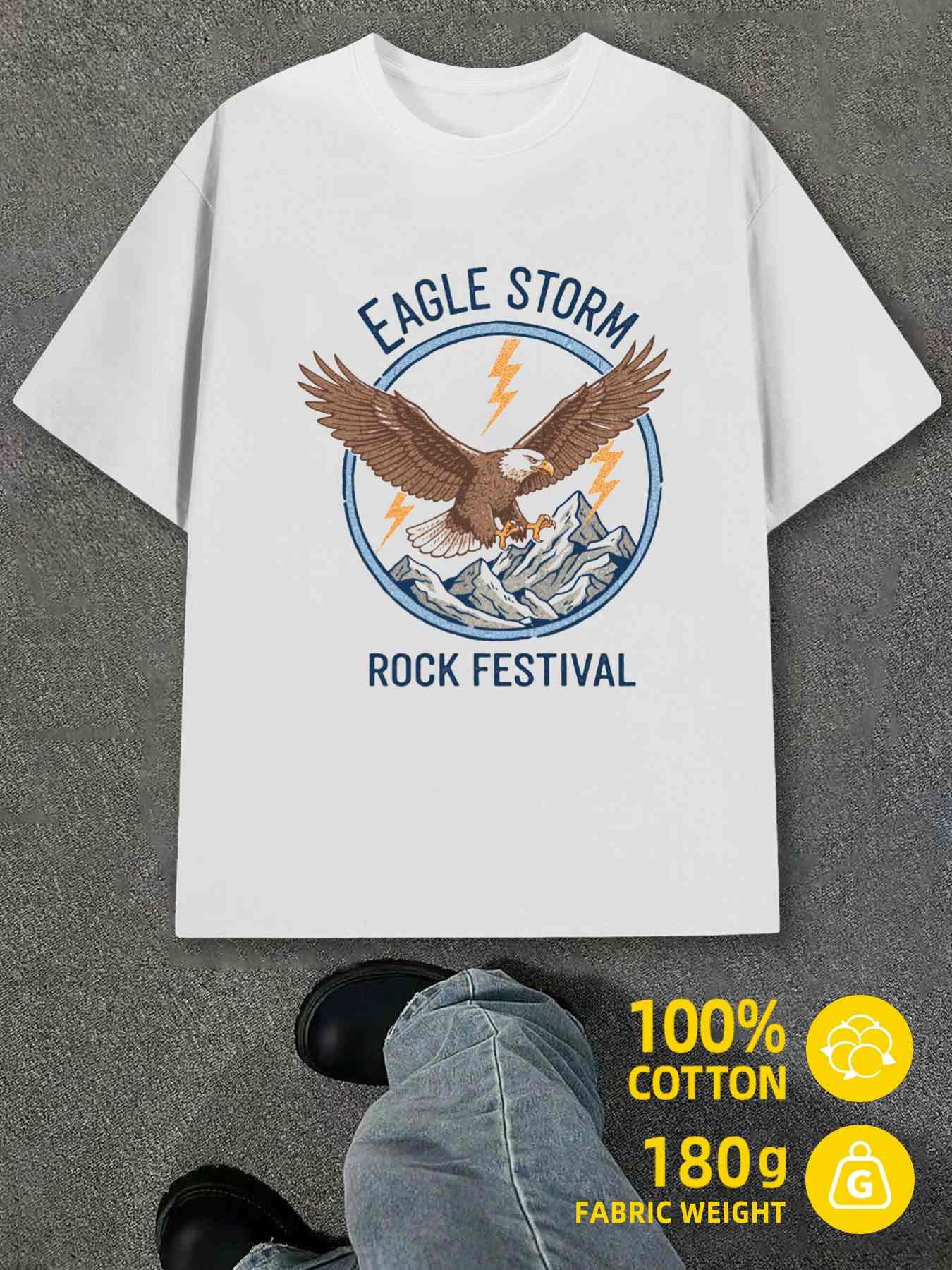 

Men s T-Shirt Y2K Eagle Storm Rock Festival Regular Fit M