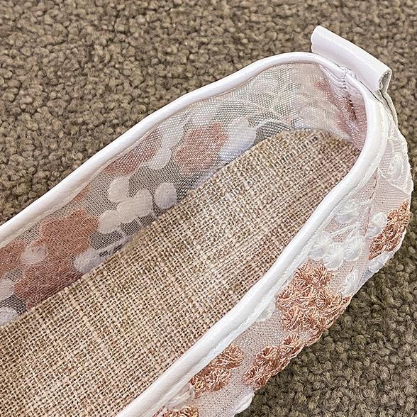 Single Shoe Female 2023 Spring New Lace Mesh Casual Fit Flat Shoes Round Toe Breathable Single Shoes