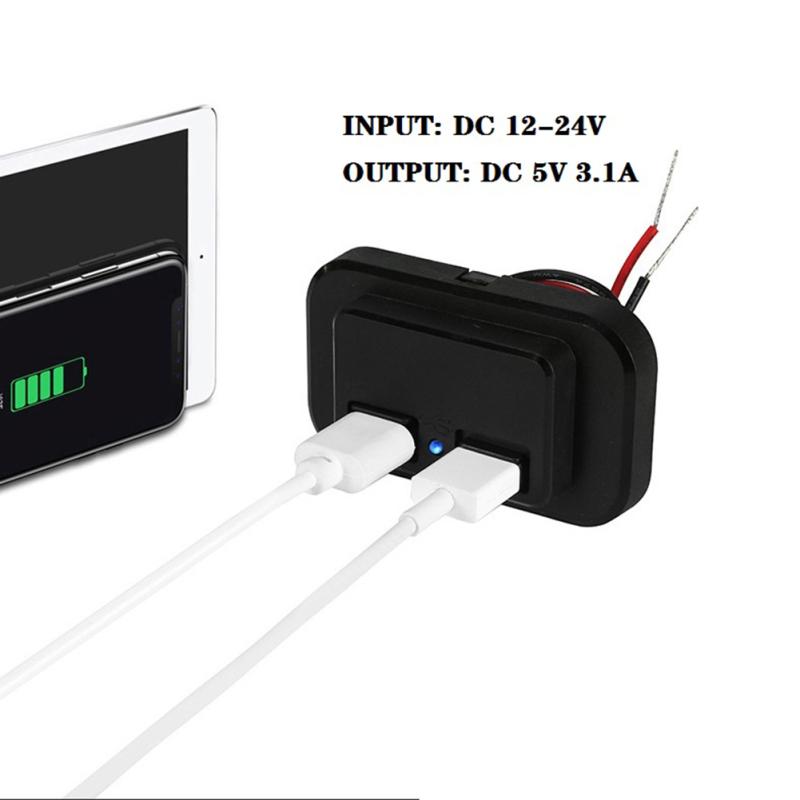 Dual Usb Car Charger Socket 5v 3.1a Multi Port Switch Panel Modified Usb Charging Plug Mount For Rv