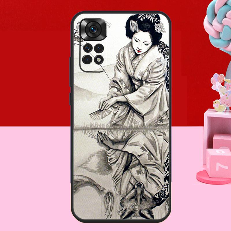 Japanese Geisha Case For Xiaomi Redmi Note 14 13 12 11 10 15 Pro Plus Redmi 15 C 13C 10C 12C 14C Soft Cover