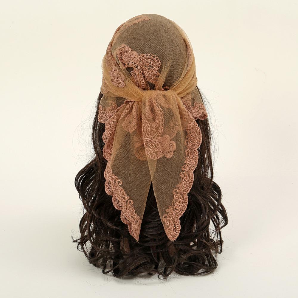 Square Lace Scarf Hollow Out Hair Scarf Headband Elegant Lace Handkerchiefs  Women