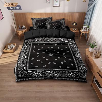 3pcs Square Textured Floral Print Coreless Bedding Set Comfortable Multi Size Bedroom Dormitory Duvet Covers, Machine Washable