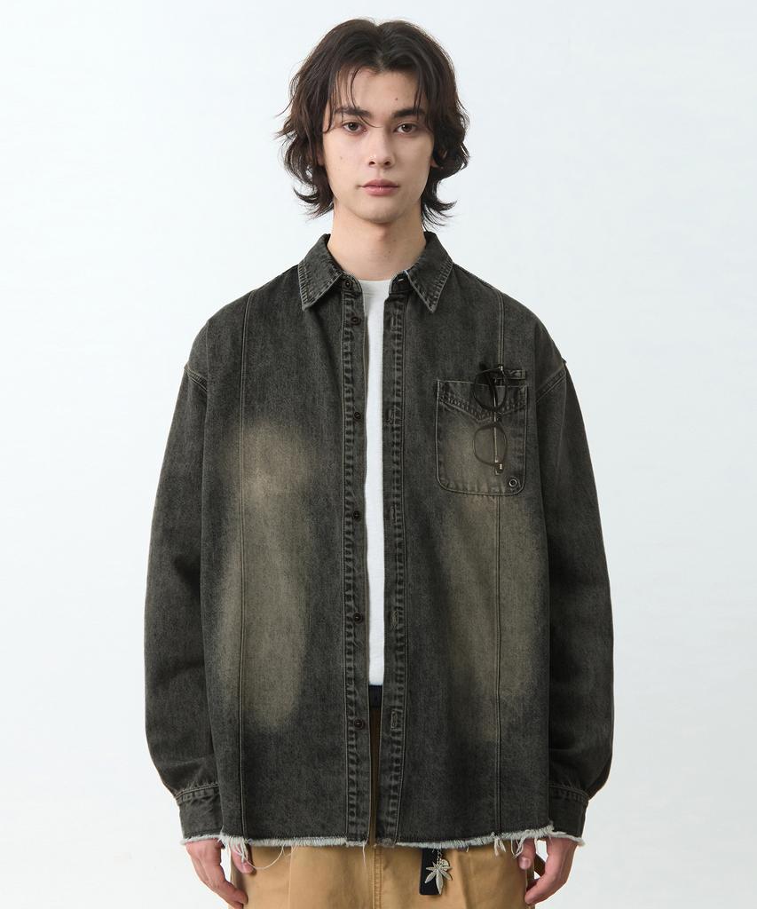 Dimiteulibeullaeg Cutoff Denim Work Shirt_Dust Black