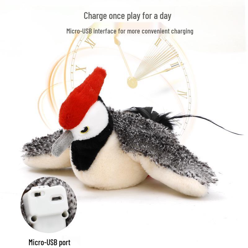 Bite-Resistant Electric Plush Sparrow Toy for Cats and Dogs
