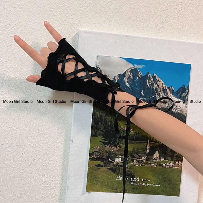 

Лолита Y2g Сексуальное кружевное бандажное платье с рукавами для молодых взрослых Black (short) All yards