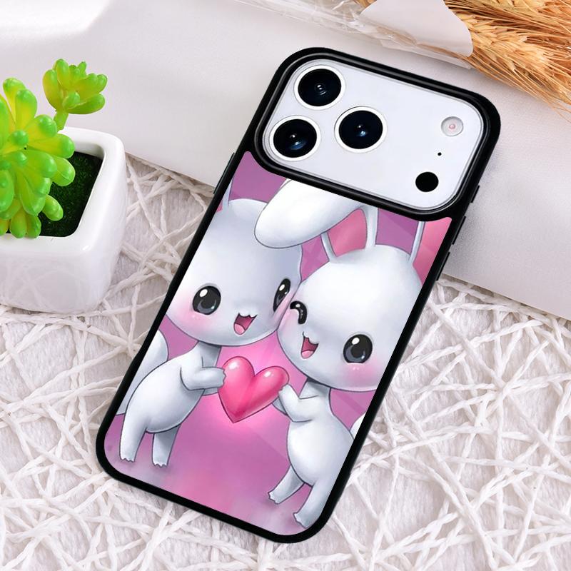 Cartoon Rabbit Bunny Phone Case for iPhone 17 Air 16 15 11 12 14 13 Pro Max Shockproof Cover