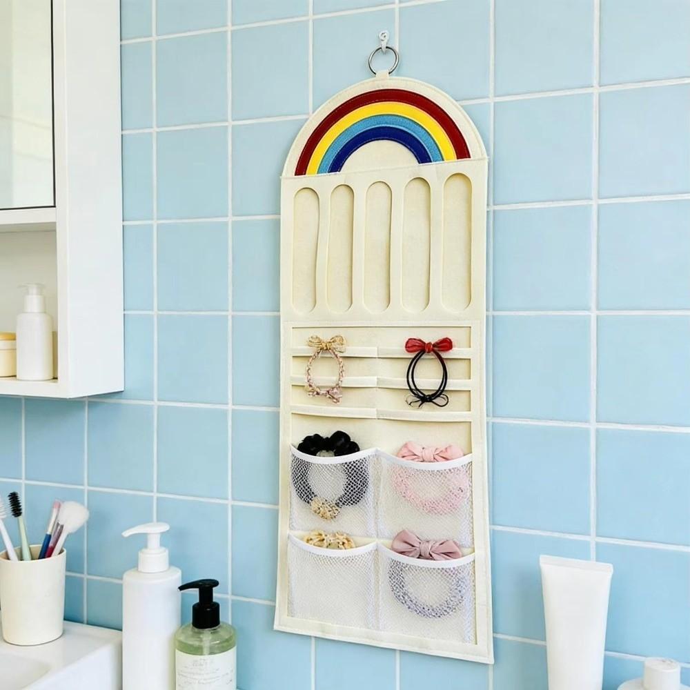 Multifunctional Hairpin Display Rack Large Capacity Space Saving Hair Clip Storage Bag Wall-mounted Rainbow Design