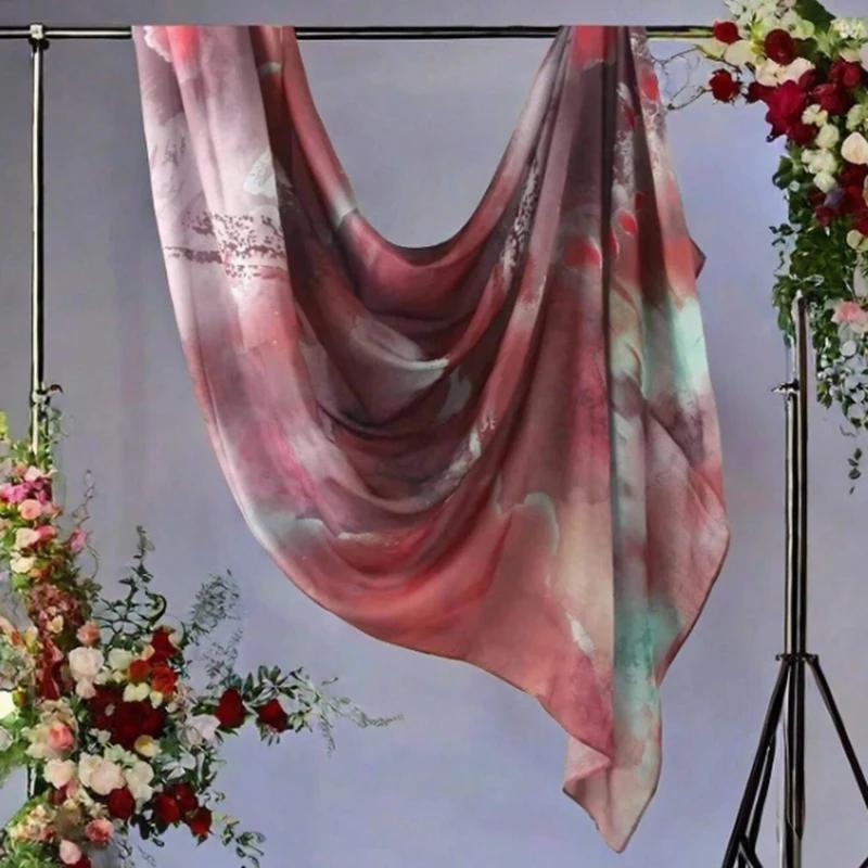 Hijab Musulmano con Stampa Acquerello, Sciarpa Marmo Morbida Traspirante Protezione Solare Leggera, Copricapo Estivo da Spiaggia per Donne