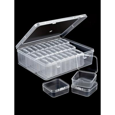 1 Set Of 30pcs Transparent Plastic Storage Box Mini Small Grid With Lid Square Jewelry Pearls And Miscellaneous Items Separated