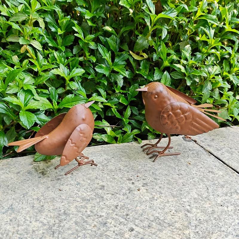Vintage železná ptačí socha Ručně vyráběné zahradní dekorace s výraznýma očima Pro venkovní použití, terasu, trávník, vnitřní použití, Perfektní dárek