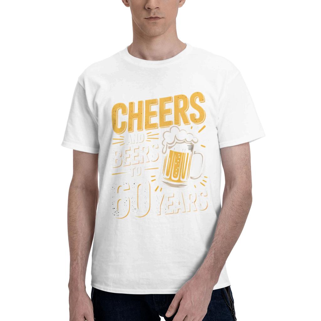 Cheers And Beers Gift Retro Vintage Mens 60 Birthday Crazy Tee Shirt Short Sleeve Round Collar Cotton New Arrival Tops TShirt