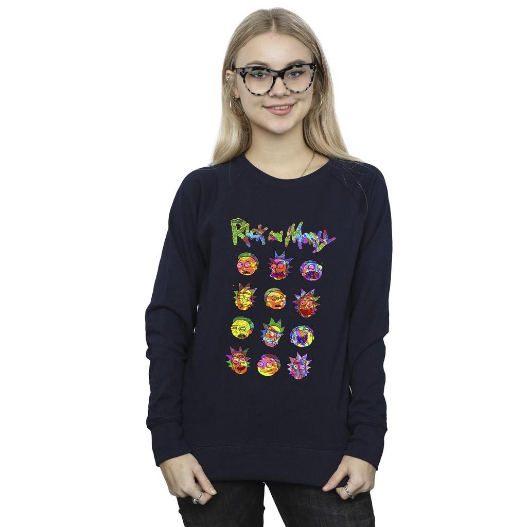 Rick And Morty Womens/Ladies Tie Dye Faces Sweatshirt