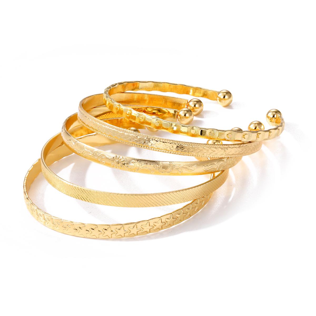 

Простой и роскошный браслет с регулируемым отверстием, набор из 5 предметов, модный и элегантный женский универсальный аксессуар-браслет золотой