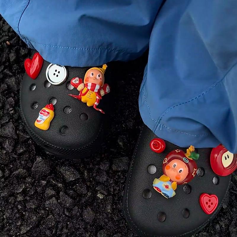 8PCS Fashion Shoe Charms Set Accessories Hole Shoe Buckle Cute Cartoon Animal Fruit DIY 3D Shoes Decorations Kids Party Gift