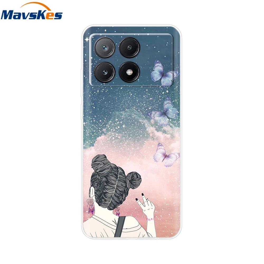 For Xiaomi Poco X6 Pro Case TPU Soft Painted Phone Cases For Xiomi Poco X6 PocoX6 Pro 5G Silicone Cover Flower Fundas Protective