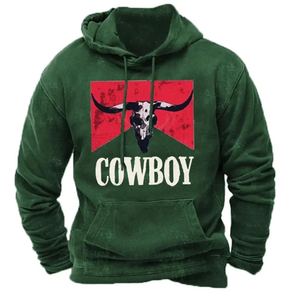 New Hoodies Sweatshirt Men's Hoodie 3D Cowboy Printed Pullover Oversized Men’s Tops Male Yellowstone Loose Vintage Clothes Hot