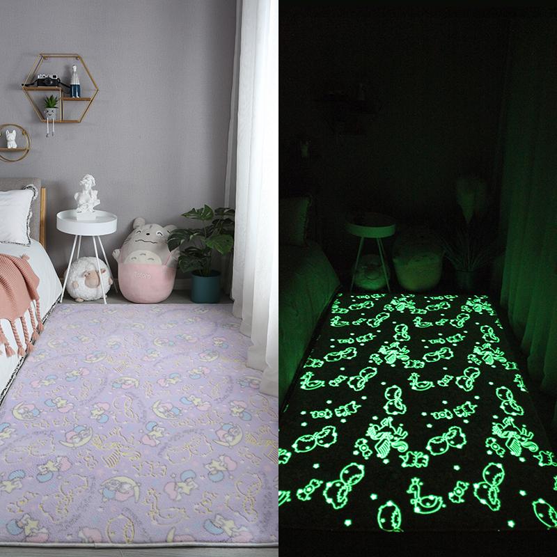 Carpet On The Floor House For Children Bedroom Bedside Luminous Carpets Modern Home Decor Living Room Soft Furry Mats Cute Rugs