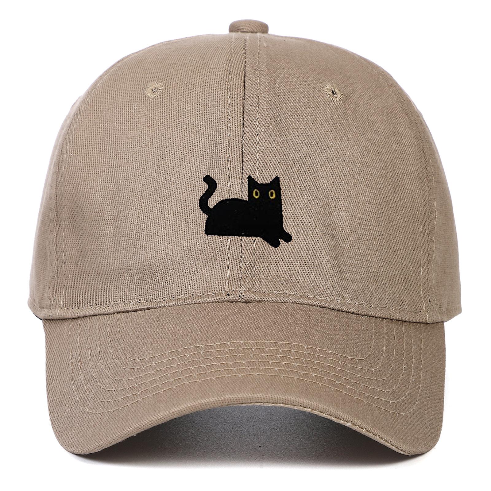Grocery9 Zachte Baseballpet met geborduurde zwarte kat, geschikt voor mannen en vrouwen, eendenbekhoed Taille unique&adulte kaki