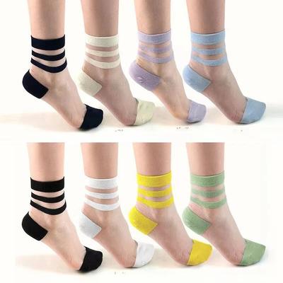 Sexy Lace Mesh Fishnet Socks Mixed Fiber Transparent Stretch Elasticity Ankle Net Yarn Thin Women Cool Socks