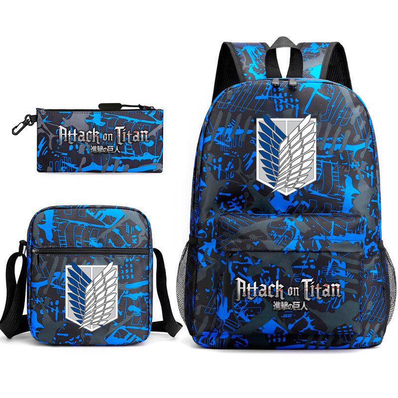 Attack Giant Elementary School Bag Backpack Casual School Bag Three-piece Set
