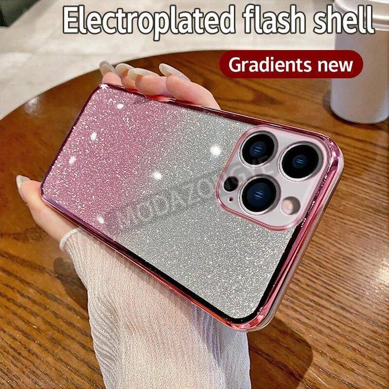 For IPhone 15 Pro Case Electroplating Soft Glitter TPU Cell phone Back Cover IPhone 15Pro Phone Casing For Girl Woman