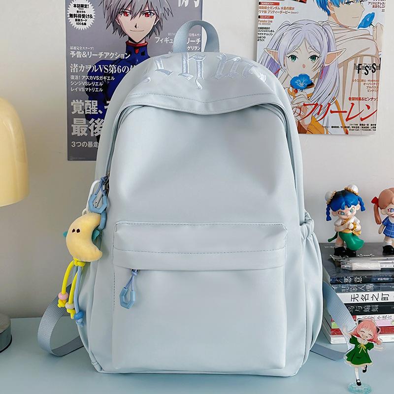 Japanese Simple and Versatile Large-capacity Solid-color Campus Schoolbag Women's New Summer Light Commuter Shoulders