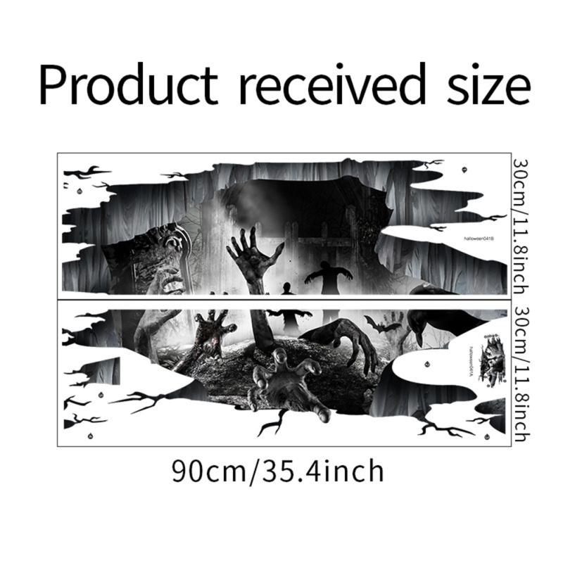 2pcs Pvc 3d Halloween Wall Stickers Scary Hand Decals Wall Posters Mural For Living Room Decor