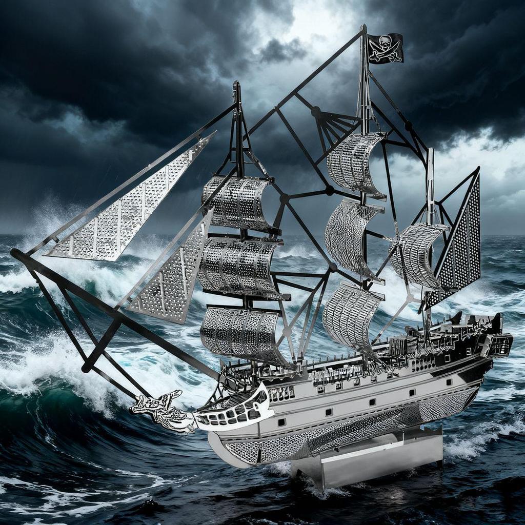 Black Pearl Pirate Ship 3D Metal Puzzle DIY Educational Toy, Ages 14+