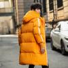 New Down Jacket Men's Medium and Long Trendy Handsome Hooded Jacket Winter Thickened White Duck Down Coat Men's Clothing
