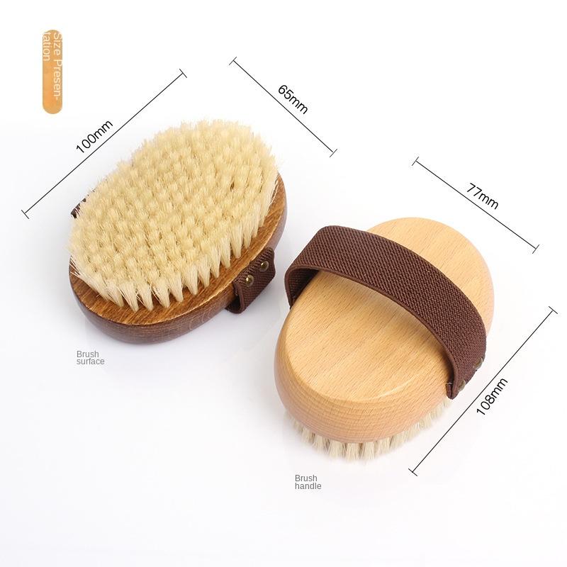 Bath Brush Pig Hair Bath Towel, Bath Brush Wooden Bath Massage Brush Wet and Dry Bath Brush