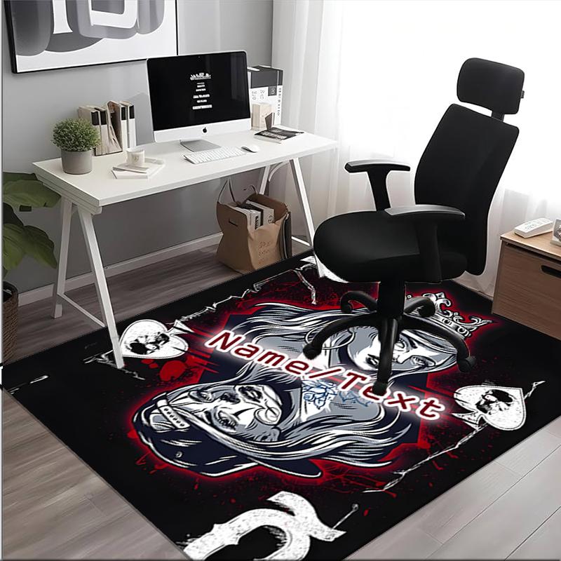 1PC Custom Name Queen Hearts Art Theme Floor Mat Ideal for Living Room, Game Rooms, Office, Bedroom,Floor Mat Playful Design