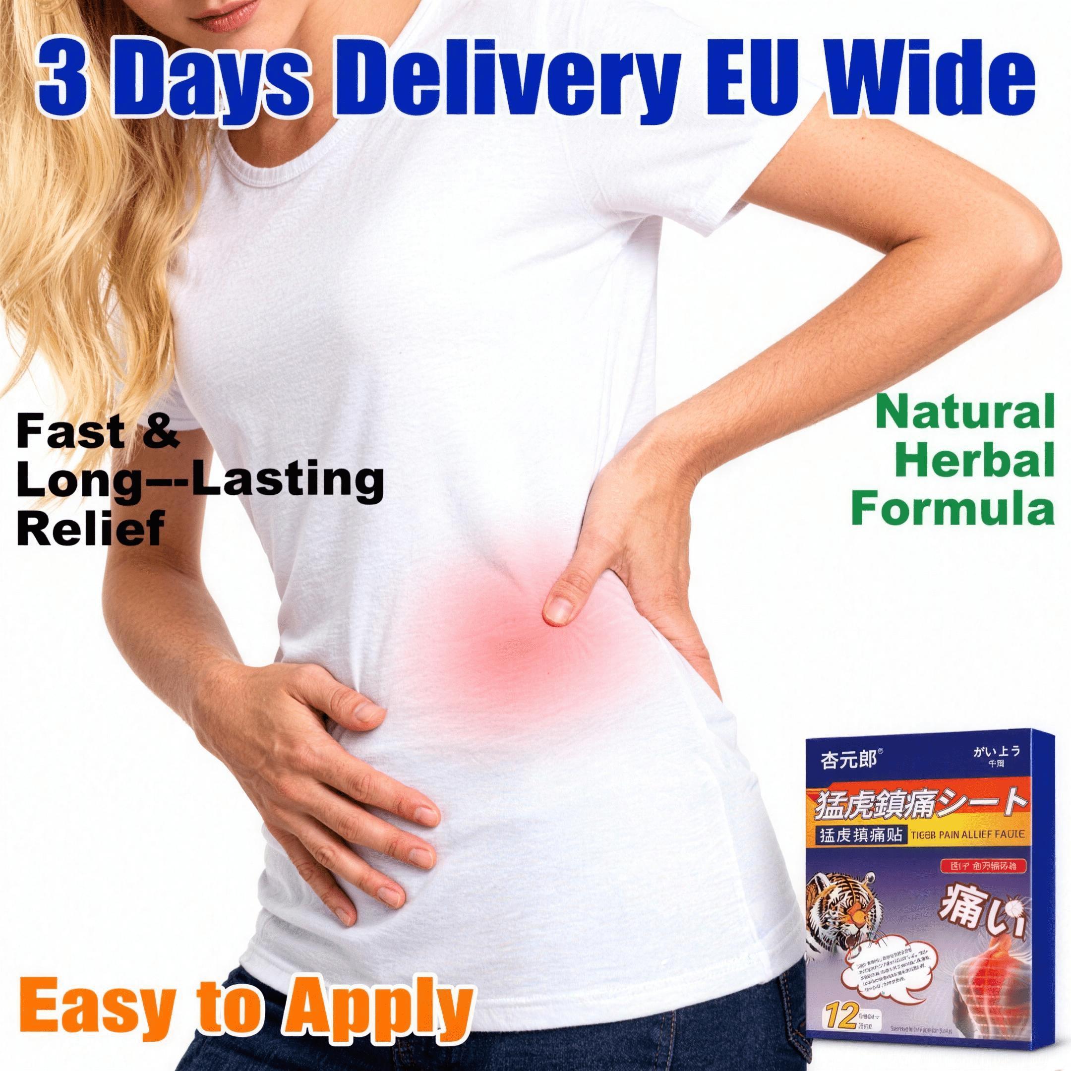 Breathable Fabric Pain Relief Patches – 12 Pack – Discreet & Flexible for All-Day Wear 55g